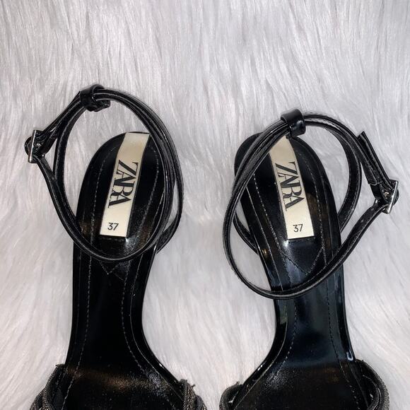 ZARA Shiny Beaded High Heel Sandals - Picture 9 of 12